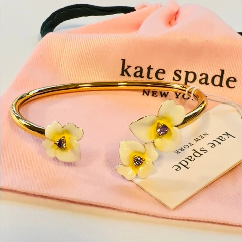 $88 kate spade Precious Pansy Open Bangle Bracelet , Gold - Picture 4 of 10